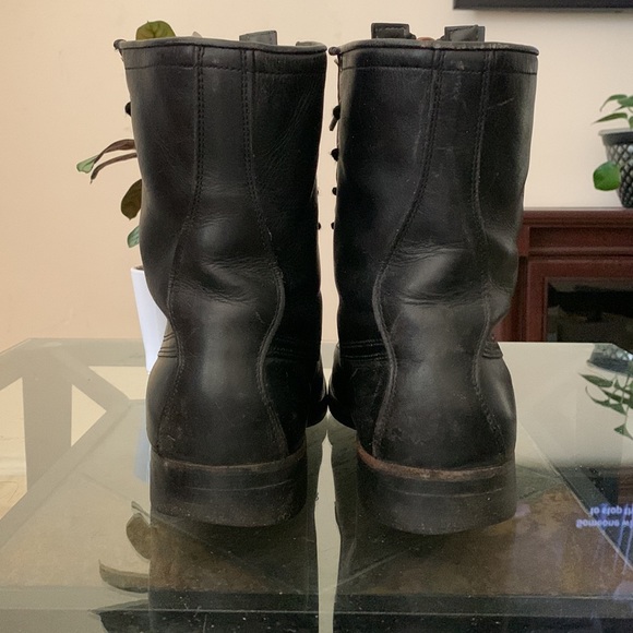 ARMORED US MILITARY BLACK LEATHER BOOTS MEN'S SIZE US 9D VINTAGE 4/70 VIETNAM - Picture 6 of 15